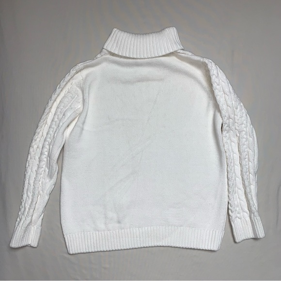 🆕 Gymboree White Holiday Girl’s 7 Sweater Button Knit Cowl Neck Preppy Cardigan - Picture 5 of 7